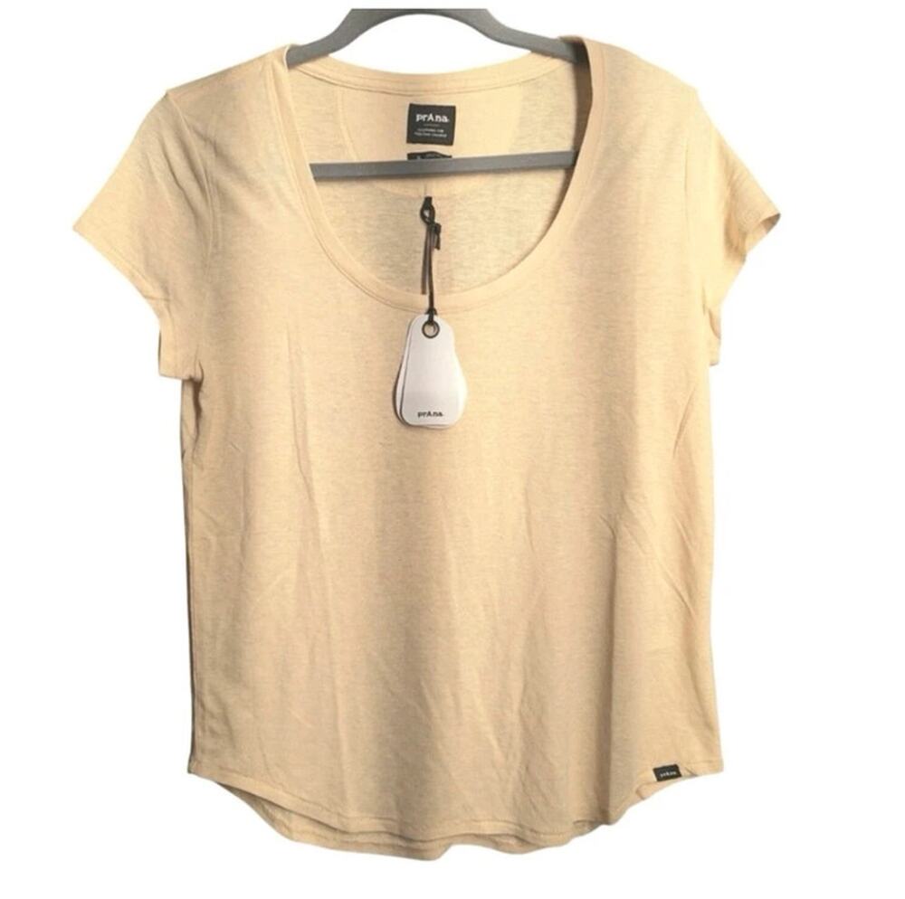 Women's Prana Hemp Blend Soft Cozy Scoop Neck Tee Shirt Yellow Heather Sz Small